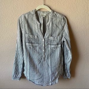Luky Brand Striped Long Sleeve Blouse Small